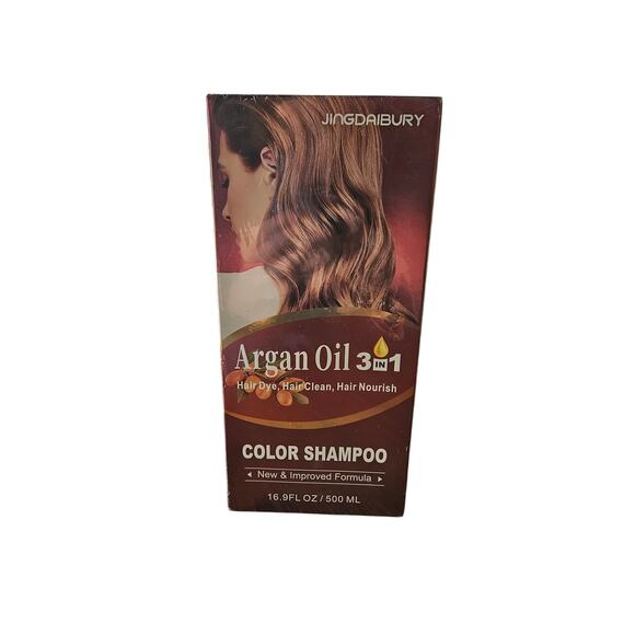 Jingdaibury Other - Black Hair Dye Shampoo for Gray Hair, 3 in 1 Argan Oil Hair Color Shampoo Women